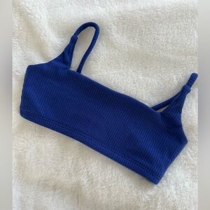 Tiger Friday Indigo Blue Ribbed Crop Dance Top CL